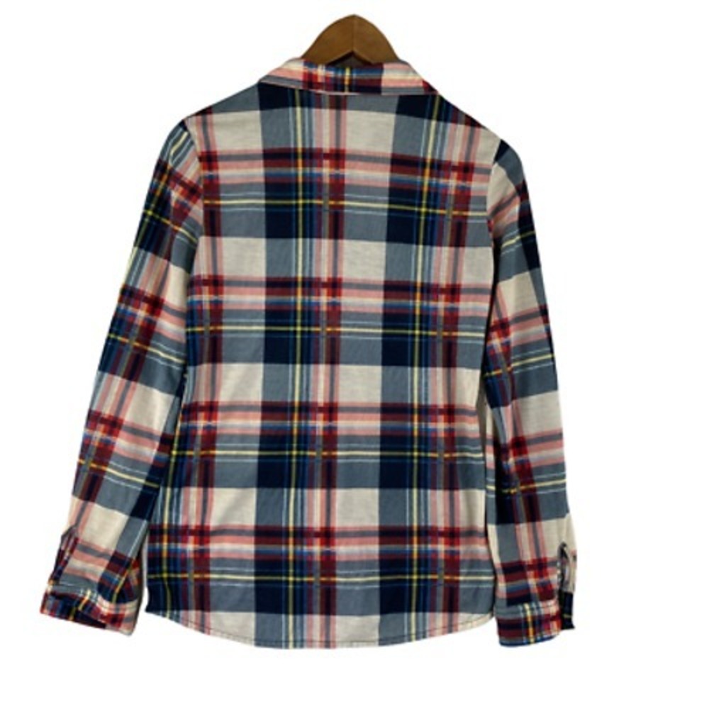 RNB Flannel Button Front Shirt Womens Small Multicolor Plaid Rayon Bonfire Fall - Picture 3 of 8